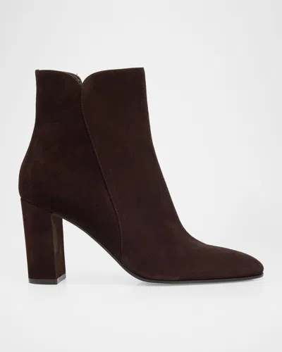 Gianvito Rossi 85mm Suede Ankle Booties In Burgundy