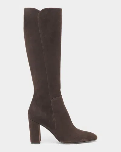 Gianvito Rossi 85mm Suede Knee-high Boots In Brown