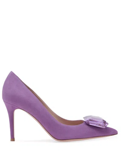 Gianvito Rossi Jaipur Crystal Pointed Toe Pump In Purple