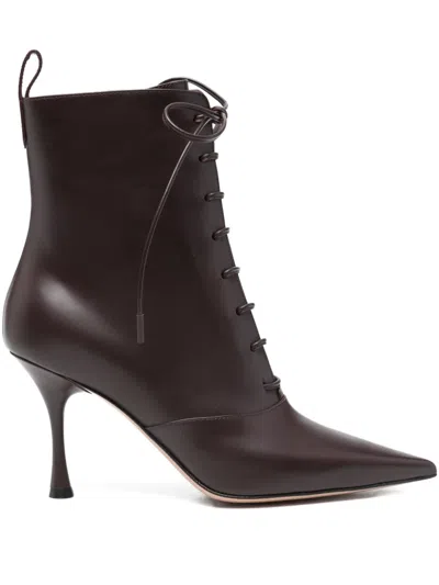 Gianvito Rossi Vitello 85 Leather Ankle Boots In Burgundy