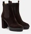 Gianvito Rossi 90 Suede Platform Ankle Boots In Brown