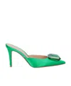 Gianvito Rossi Green Satin Slingback Pumps In Green