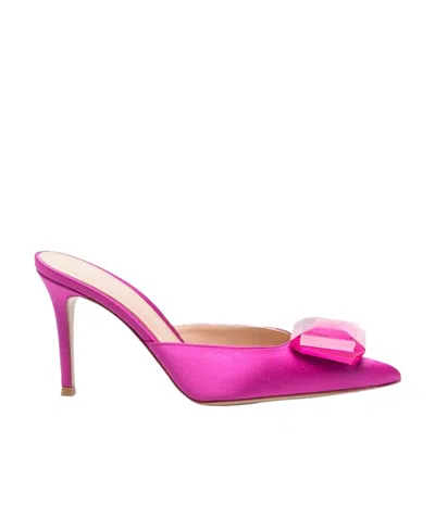 GIANVITO ROSSI 90MM CRYSTAL-DETAIL SATIN PUMPS
