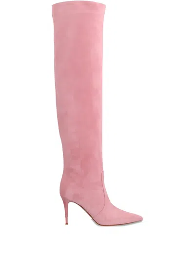 Gianvito Rossi 90mm Hansen Suede Knee-high Boots In Pink