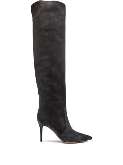 Gianvito Rossi 90mm Hansen Suede Over-the-knee Boots In Gray