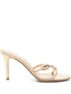 Gianvito Rossi Metallic Leather Mules In Gold