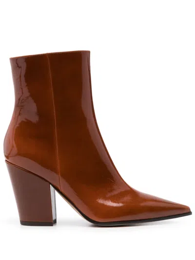 Gianvito Rossi 90mm Patent Ankle Boots In Brown