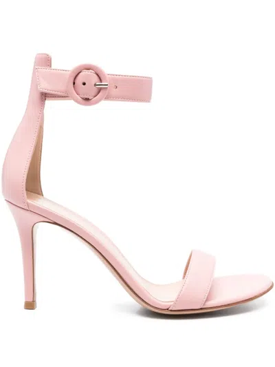 Gianvito Rossi 90mm Portofino Ankle-strap Leather Sandals In Pink