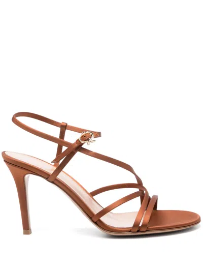 Gianvito Rossi 90mm Satin Sandals In Brown