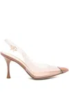 Gianvito Rossi Plexi Patent Leather Cap-toe Slingback Pumps In Brown