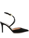 Gianvito Rossi Buckle Detail Strappy Suede Stiletto Pumps In Black
