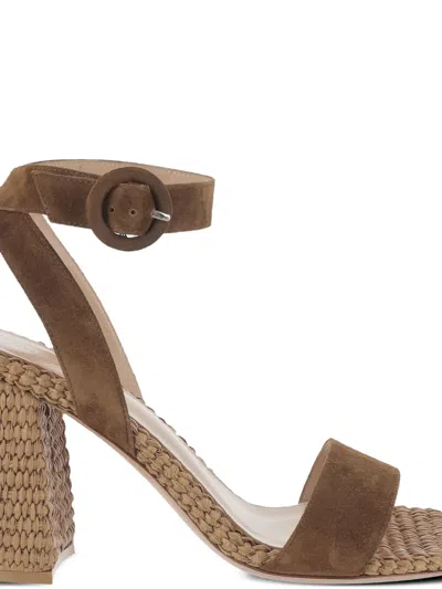 Gianvito Rossi 90mm Suede Sandals In Brown