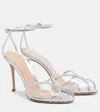 Gianvito Rossi 95 Embellished Suede And Pvc Sandals In Silver