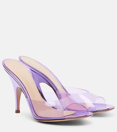 Gianvito Rossi 95 Leather-trimmed Pvc Mules In Purple