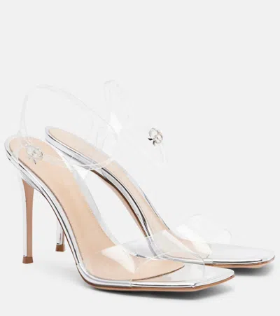Gianvito Rossi 95 Leather-trimmed Pvc Slingback Sandals In Transparent