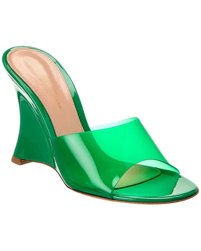 Gianvito Rossi 95 Vinyl & Patent Wedge Sandal In Green