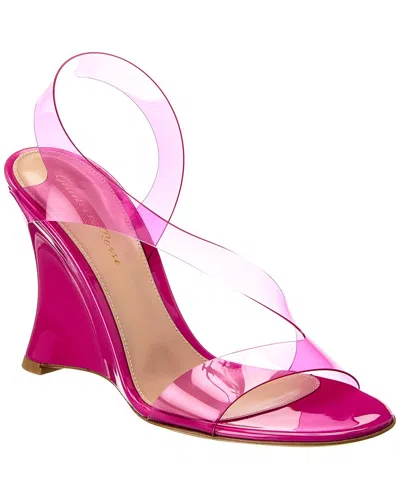 Gianvito Rossi 95 Vinyl & Patent Wedge Sandal In Pink