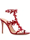 Gianvito Rossi Red Cut-out Ankle-strap Heels In Animal Print