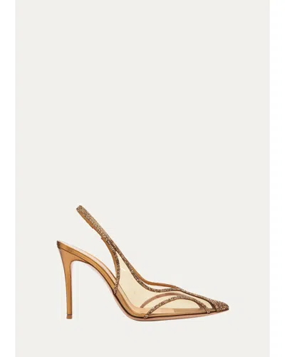 Gianvito Rossi 95mm Burma Embellished Metallic Slingback Pumps In Pattern
