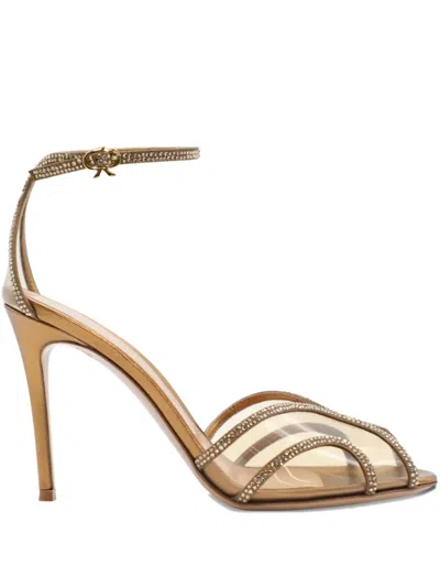 Gianvito Rossi 95mm Crystal-embellished Slingback Pumps In Gold