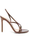 Gianvito Rossi Metallic Strappy Open Toe High Heel Sandal In Brown