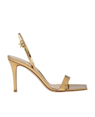 Gianvito Rossi 95mm Metallic Slingback Sandals In Nude