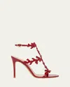 Gianvito Rossi Red Cut-out Ankle-strap Heels In Red