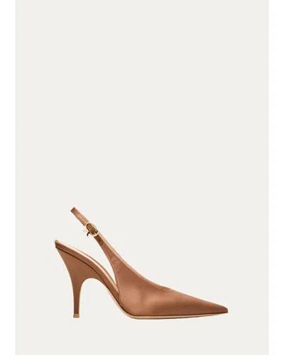 Gianvito Rossi 95mm Sofia Crepe Satin Slingback Pumps In Black