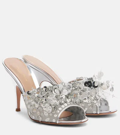 Gianvito Rossi Abyssa Sequined Mesh Mules In Gray