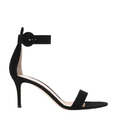 Gianvito Rossi Portofino 85 Suede Sandals In Black