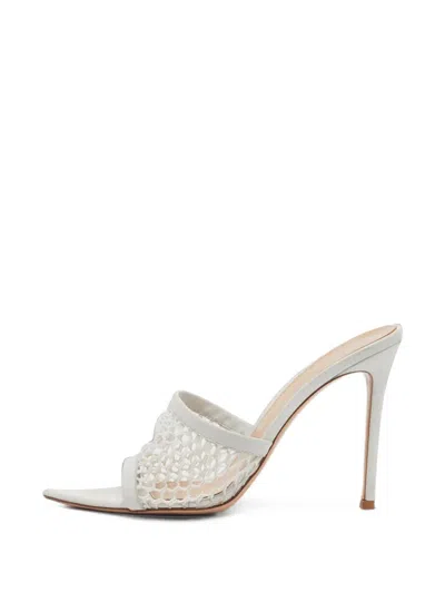 Pre-owned Gianvito Rossi Alisia Mesh Slide Sandals In White