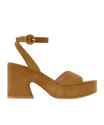 Gianvito Rossi Alma 55 Suede Platform Sandals In Brown