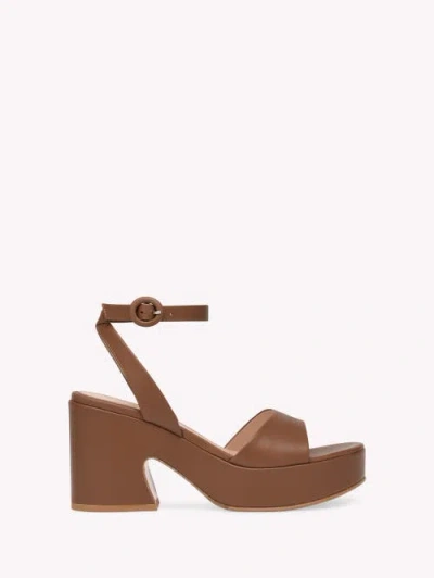 Gianvito Rossi Leather Ankle-strap Platform Sandals In Brown