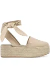 Gianvito Rossi Velour Platform Espadrilles In Nude