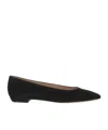 Gianvito Rossi Suede Pointed-toe Ballerina Flats In Black