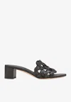 Gianvito Rossi Open Weave Leather Slide Sandals In Black
