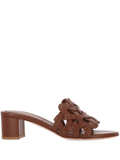 Gianvito Rossi Amalfi Cognac Brown Heel Sandals
