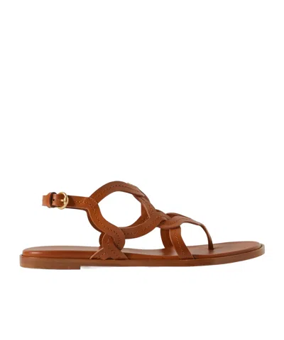 Gianvito Rossi Amalfi Knitted Flat Sandals In Brown