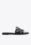 Gianvito Rossi Open Weave Leather Slide Sandals In Black