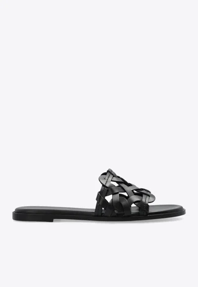 GIANVITO ROSSI AMALFI LEATHER SLIPPERS