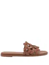 Gianvito Rossi Open Weave Leather Slide Sandals In Brown