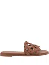 Gianvito Rossi Amalfi Calf Leather Flat Sandals In Brown