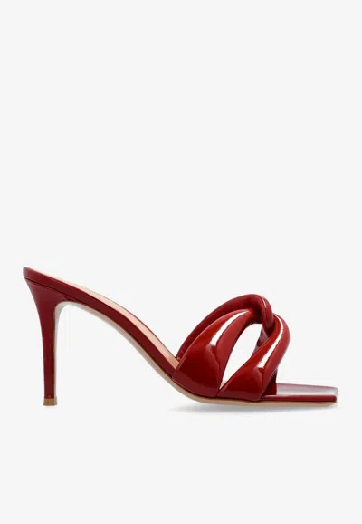 Gianvito Rossi Amour 85 Glossy Leather Mules In Red