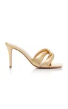 Gianvito Rossi Love Knot Metallic Square Toe Mules In Gold