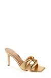 Gianvito Rossi Love Knot Metallic Square Toe Mules In Brown