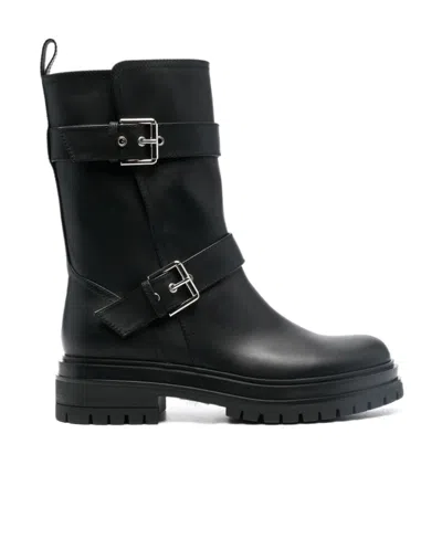 GIANVITO ROSSI AMPHIBIAN BUCKLED ANKLE BOOTS