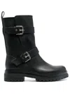 Gianvito Rossi Black Leather Biker Boots In Black