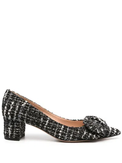 Gianvito Rossi Black And White Buckle Detail Tweed Pumps