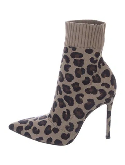 Pre-owned Gianvito Rossi Animal Print Sock Boots In Blue