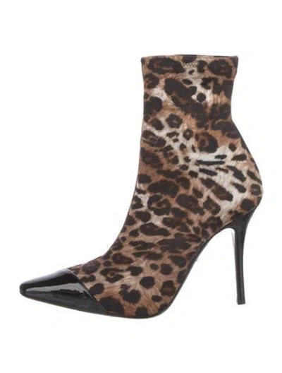 Pre-owned Gianvito Rossi Animal Print Sock Boots In Brown